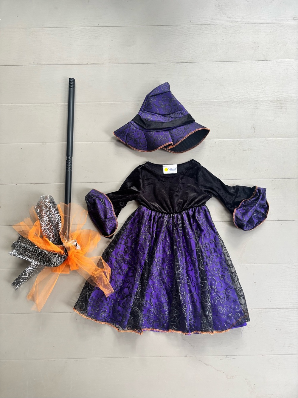 Toddler Witch Costume Dress with Hat and Broom